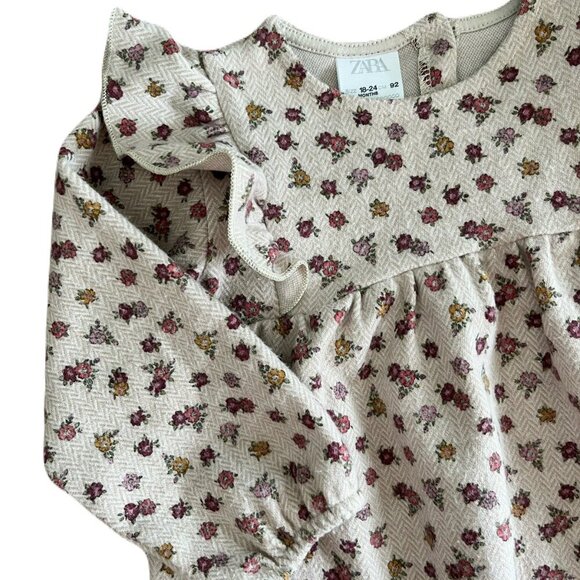 ZARA Long-Sleeve Floral Ruffled Dress - Picture 2 of 2